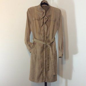 Elie Tahari Suedette Long Sleeve Dress with Front Zipper